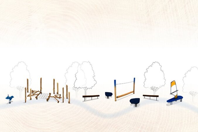 Playground architecture with eibe - arrangement of different playground equipment